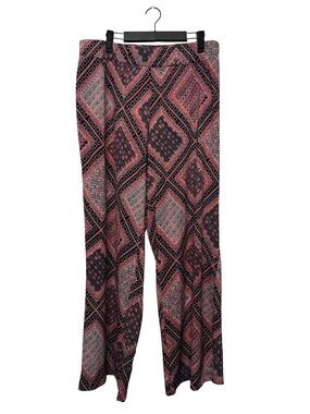 Kim Rogers Boho Wide Leg Palazzo Pants Geometric Print XL